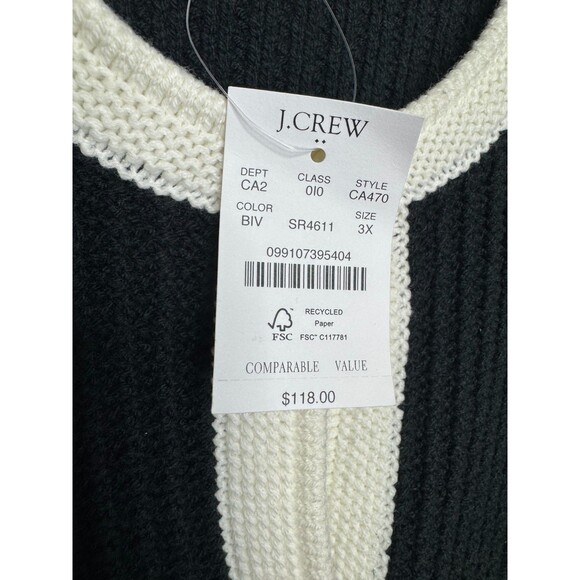 J.Crew 3X Short Sleeve Lady Cardigan Knit Sweater Black & White Button Front NWT - Picture 6 of 13